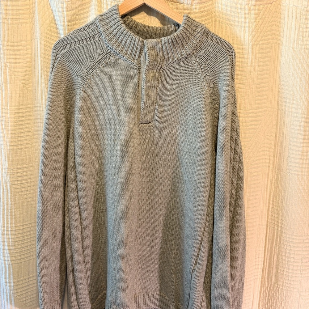 Flag and Anthem Button Sweater in Beige